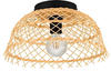 EGLO Deckenlampe Ausnby, Deckenleuchte geflochten aus Rattan und Holz, Natur