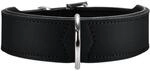 HUNTER Hundehalsband BASIC, Farbe: schwarz, Pflegeleichtes Spaltleder, Raffinierte