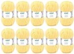 Gr&uuml;ndl Wolle Lisa Premium uni Strickgarn 10 x 50 g, Pastellgelb | Garn zum Stricken