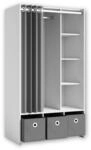 JENKE Kleiderschrank Allzweckschrank Wei&szlig; Grau 100 x 180 x 50 cm (B/H/T)