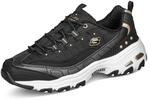 Skechers D'Lites-Bold Views Damen-Sneaker, Schwarzer Duraleather Goldbesatz, 38 EU