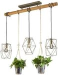 Trio Leuchten Pendelleuchte Plant 301000367, Metall Nickel antik, Holz, Sisal, exkl.