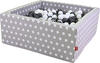 Knorrtoys 68065 - Bällebad Soft eckig - Grey White dots - 100 Balls Grey/Creme