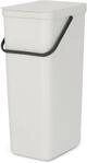 Brabantia Sort & Go Abfalleimer mit Deckel 40 L (hellgrau), platzsparender