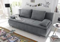 Stella Trading LUIGI Bequemes Schlafsofa mit Bettkasten, Stoffbezug Anthrazit -