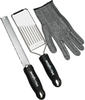 Microplane Küchenreiben-Set (Zester, Gemüsehobel & Handschuh) für Parmesan,