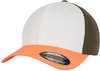 Flexfit Unisex 6277TT-3-Tone Baseball Cap, Neonorange/White/Olive, S/M