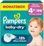 Pampers Baby-Dry Gr&ouml;&szlig;e 4+, 198 Windeln, 10kg-15kg, Bis zu 100% Auslaufschutz &