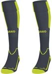 JAKO Unisex Kinder Lazio steunkous Stutzenstrumpf, grau/Neongr&uuml;n, 31-34 EU