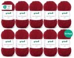 Gr&uuml;ndl Wolle Lisa Premium uni Strickgarn 10 x 50 g, Bordeaux | Garn zum Stricken -