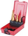 KS Tools 330.2424 HSS TiN Stufenbohrer-Satz, Kunststoffkassette 3-tlg.
