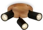 BRILONER - Deckenlampe Vintage schwenkbar, Holzbasis, GU10 Fassung, max. 9 Watt,