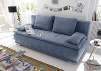 Stella Trading LUIGI Bequemes Schlafsofa mit Bettkasten, Stoffbezug Denim -