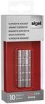 SIGEL GL701 SuperDym-Magnete Zylinder silber, &Oslash; 1x1 cm, 10er-Set f&uuml;r