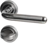 Alpertec 28020040 Edelstahl T&uuml;rbeschlag WC 2farbig Rosetten f&uuml;r Badt&uuml;ren