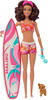 Barbie - Surfer-Puppe mit Surfbrett und Hündchen, Handtuch und Radio für