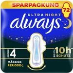 always Ultra Binde Gr&ouml;&szlig;e 4 Secure Night Sparpackung 72 Binden 6x12 St&uuml;ck