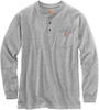 Carhartt Herren Loose Fit, schweres, langärmliges Pocket Henley-T-Shirt, Grau