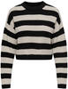 ONLY Damen ONLMALAVI L/S Cropped KNT NOOS Pullover, Black/Stripes:Wide/Pumice...