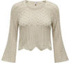 ONLY Damen Eleganter Strickpullover Cropped 3/4 Arm Shirt Knitted Pointelle...