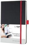 Sigel Conceptum Premium Notizbuch A5 kariert Schwarz Rot Hardcover