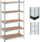Relaxdays Schwerlastregal, 5 Ebenen, HBT 180x100x50 cm, Silber | 1250 kg...