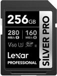 Lexar SILVER PRO SD Karte 256GB, UHS-II SD Speicherkarte, V60, U3, C10, bis zu