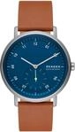 Skagen Kuppel Herrenuhr, Quarz-Dreizeigerwerk mit Sub-Zifferblatt und Edelstahl- oder