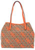 GUESS Women Vikky Large Tote Bag, Latte-Logo/Orange