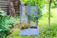 KHW 37222, KHW Pflanzkasten klein, mit Spalier, 43 cm, grau - 2er Set