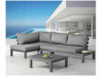 Lounge-Gruppe 3-teilig 163 x 273 cm Grau, Lounge-Gruppe mit Aluminiumgestell &