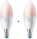 WiZ 40W E14 Kerzenform Tunable Farbig 2er-Pack - Wei&szlig;