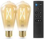 WiZ 50W E27 Edisonform Filament Amber Warm- und Kaltwei&szlig; 2er-Pack inkl.