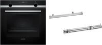 EQ518ABSHB Einbaubackofen bestehend aus HB517GBS3 + HZ538000 edelstahl, 71 l, 59,4 cm