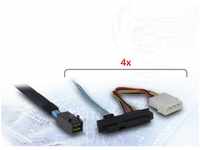 SFF-8643 > 4x SFF 8482 / SATA Power Kabel (0,5m) schwarz/blau
