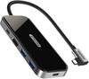 USB-C > HDMI Adapter & Hub mit USB-C Power schwarz/silber