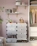 SONGMICS Schuhregal, DIY, Schuhschrank mit T&uuml;r, 10 Ebenen, aus PP-Kunststoff,