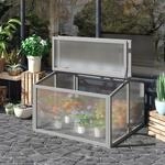 Outsunny Fr&uuml;hbeet Treibhaus Gew&auml;chshaus mit Abdeckung Holz Polycarbonat