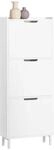 SoBuy FSR151-H-W Schuhkipper mit 3 Klappen Schuhschrank schmal Schuhregal mit 6