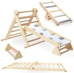 Mamabrum Holz-Spielplatz Pikler-Dreieck-Set XXL Kletterwand Leiter Montessori