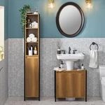 SoBuy BZR62-PF Badezimmer-Hochschrank Badregal Badschrank Badm&ouml;bel mit 3...
