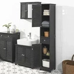 SoBuy FRG236 Badezimmer-Hochschrank Badregal Badschrank Badm&ouml;bel mit 1 offenem...