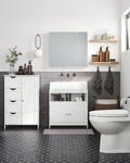VASAGLE Badezimmerschrank, schmaler Badschrank, Beistellschrank, Kommode, mit 4
