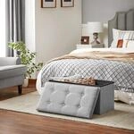 SONGMICS Sitzbank mit Stauraum, Sitztruhe, Sitzhocker, faltbar, 76 x 38 x 38 cm,