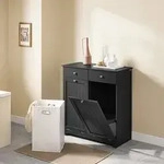 SoBuy BZR33-II Badschrank mit W&auml;schekorb und 2 Schubladen W&auml;scheschrank f&uuml;r