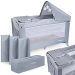 Moby-System Tourist Crib Majesty 2 Ebenen mit Prewind Visor Babymatratze Happy