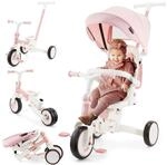 HyperMotion Dreirad Tobi Forest Pink 8 in 1 Multifunktional mit Schiebestange,
