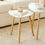 SoBuy FBT74-W 2er Set Beistelltisch mit Ablagen Couchtisch Sofatisch Kaffeetisch