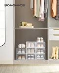 SONGMICS Schuhboxen, 8er Set, Schuh-Organizer aus Kunststoff, faltbar und stapelbar,
