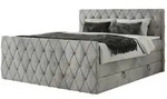 Boxspringbett mit Bettkasten Miren King Duo , grau , Ma&szlig;e (cm): B: 201 H: 110